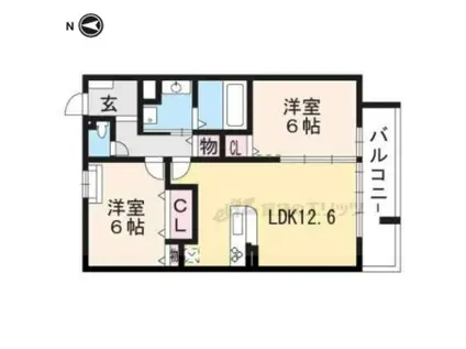 サンシャインガーデン嵯峨嵐山 A棟(2LDK/1階)の間取り写真