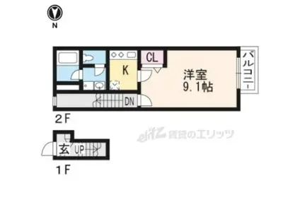 エムズ アロッジオ(1K/2階)の間取り写真