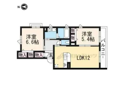 アリスティオ大宅(2LDK/1階)の間取り写真