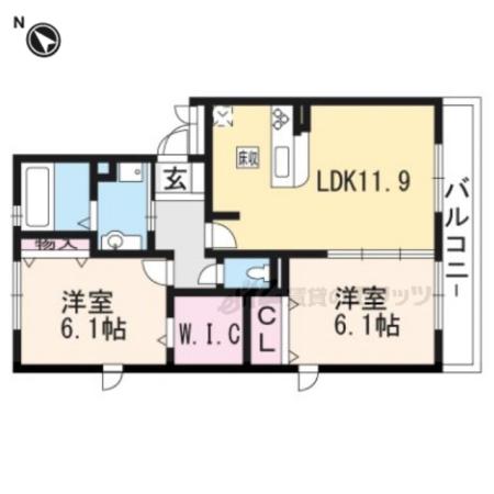 アルタ小柿ビュー(2LDK/1階)の間取り写真