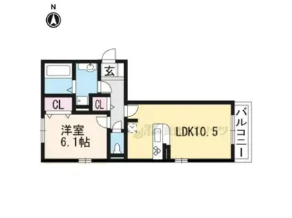 CASAENTRE(1LDK/2階)の間取り写真