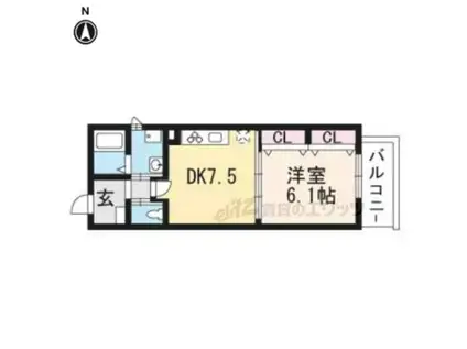 パトラス(1DK/2階)の間取り写真