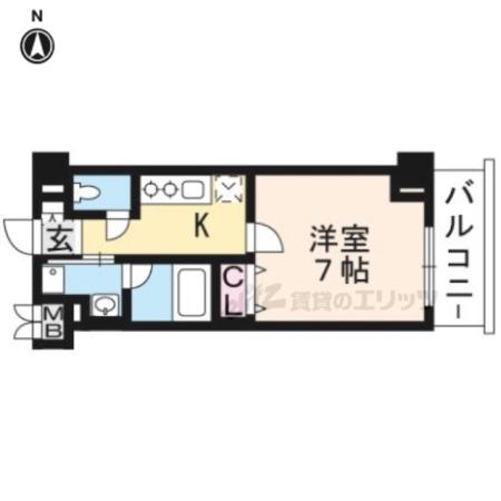 アスヴェル京都東寺前(1K/2階)の間取り写真