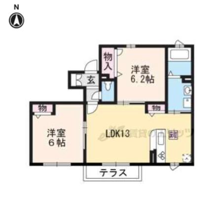 シャーメゾン和音(2LDK/1階)の間取り写真