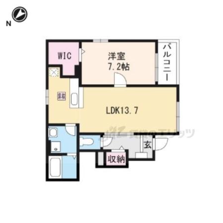 フォンヴィラージュ(1LDK/1階)の間取り写真