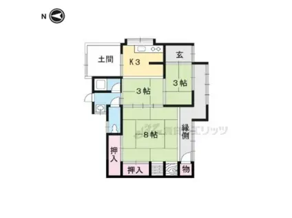 京阪電気鉄道石坂線 錦駅 徒歩9分 1階建 築66年(3K)の間取り写真
