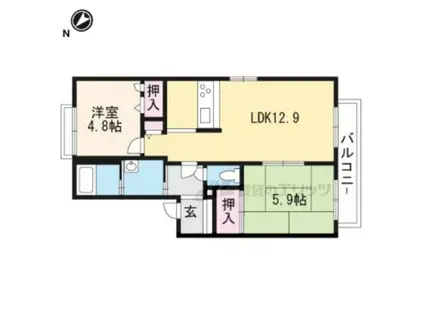 シャーメゾン フェヴリエ A棟(2LDK/2階)の間取り写真