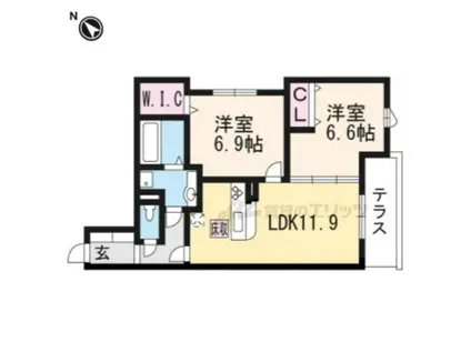 セジュール神楽田(2LDK/1階)の間取り写真