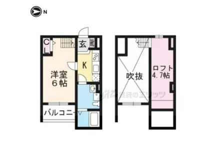 OLD TOWN(1K/2階)の間取り写真