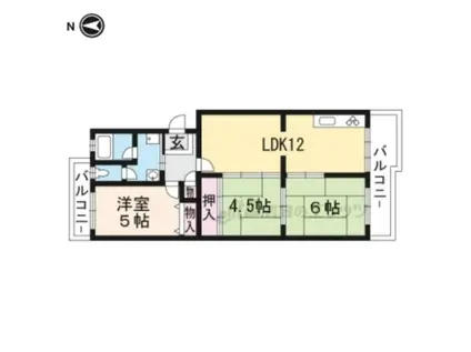 セレッソ甲西B号館(3LDK/4階)の間取り写真