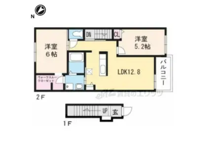 ルピコン 中小森(2LDK/2階)の間取り写真