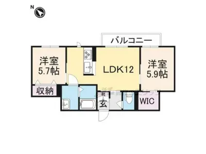 オーヴォ今津(2LDK/2階)の間取り写真