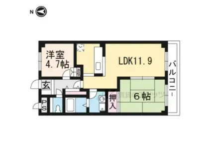 アメニティーハイツ(2LDK/1階)の間取り写真