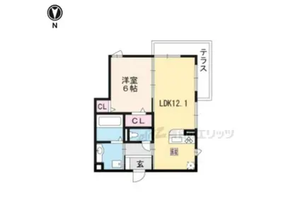 D-ROOM久津川(1LDK/1階)の間取り写真