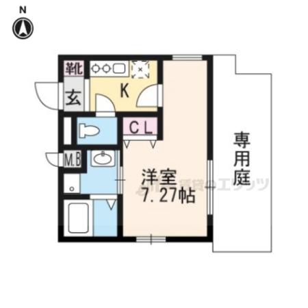 アクエルド京大北(1K/1階)の間取り写真