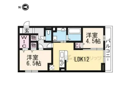 ウチカイトW(2LDK/1階)の間取り写真