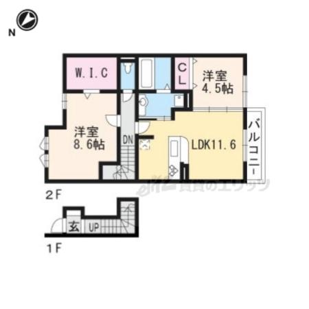 D-ROOMサウスウィンド(2LDK/2階)の間取り写真