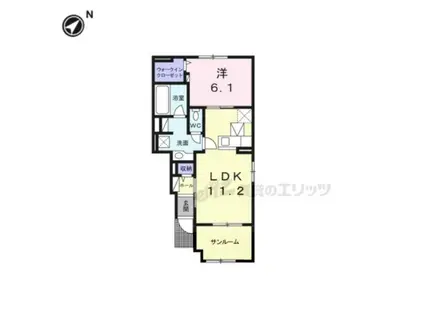 カルムハチマン(1LDK/1階)の間取り写真