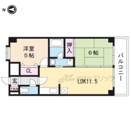 メゾンエイコー能登川(2LDK/4階)の間取り写真