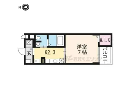 カルムアビタシオン 宇治伊勢田(1K/4階)の間取り写真