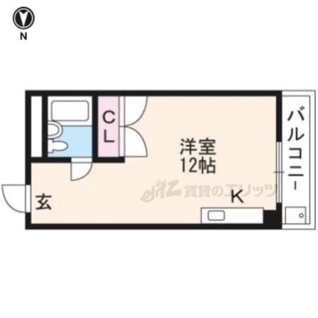 プレアール伏見深草(1K/1階)の間取り写真
