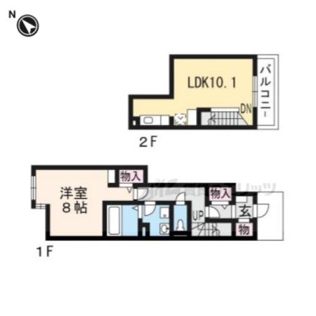 ウエストビレッジ (1LDK/2階)の間取り写真