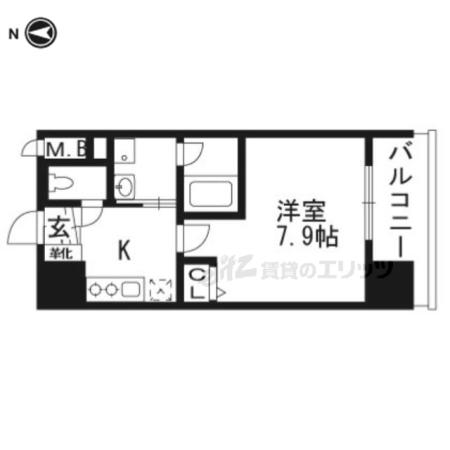 ベラジオ京都西院ウエストシティ(1K/7階)の間取り写真