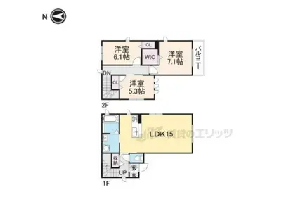 ウエストヒルズ(3LDK/1階)の間取り写真