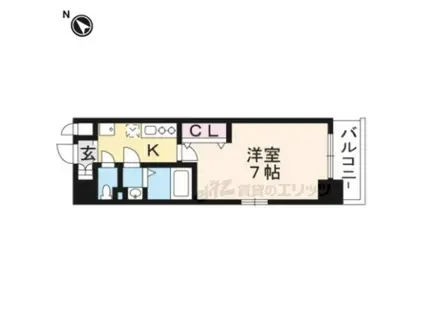 LUXE京都西大路(1K/2階)の間取り写真