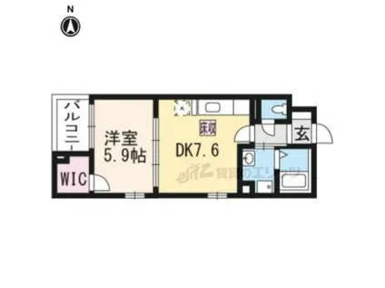 ハルフクイ 観月(1DK/1階)の間取り写真