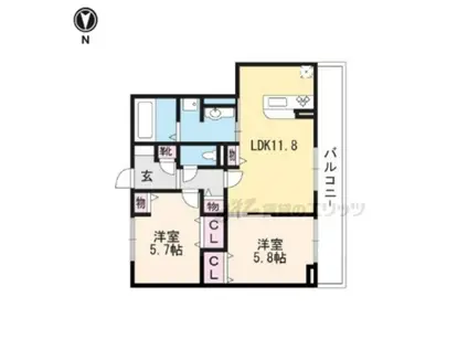 シャルマンコート アン(2LDK/2階)の間取り写真