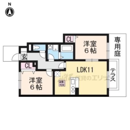 クレール紘(2LDK/1階)の間取り写真