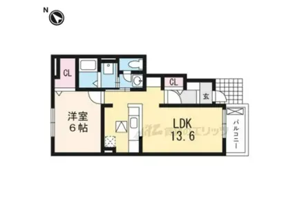 カルムオウミ(1LDK/1階)の間取り写真