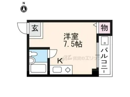 京都33GENDOU(ワンルーム/1階)の間取り写真