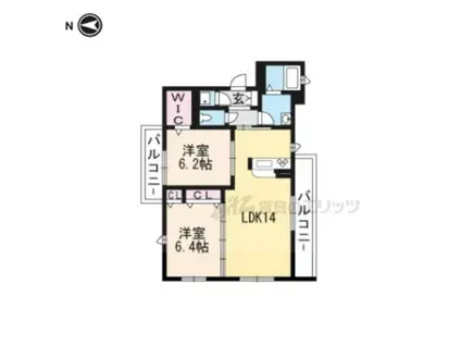 MAISONSOLEIL(2LDK/1階)の間取り写真