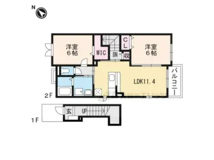 サンリット石部(2LDK/2階)の間取り写真