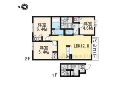 シャーメゾン園部(3LDK/2階)の間取り写真