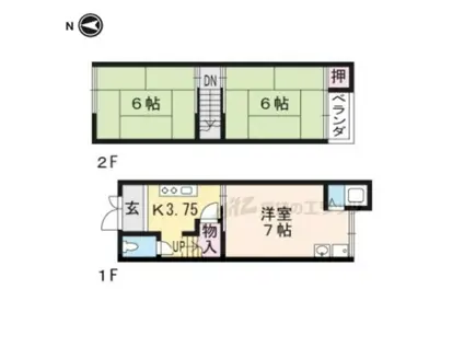 東海道本線 長岡京駅 徒歩10分 2階建 築50年(3K)の間取り写真