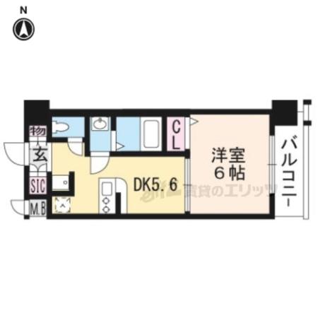 エステムコート京都西大路(1DK/4階)の間取り写真