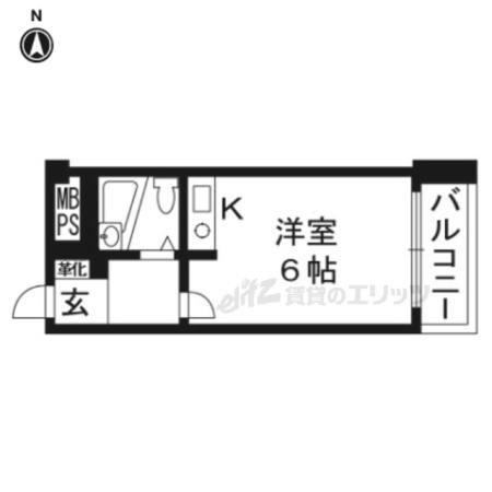 朝日プラザ鴨川(ワンルーム/5階)の間取り写真
