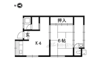 東海道本線 桂川駅(京都) 徒歩8分 1階建 築49年(1K)の間取り写真
