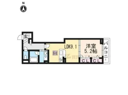 SHAMAISONVELO(1LDK/1階)の間取り写真