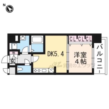ベラジオ京都一乗寺(1DK/3階)の間取り写真