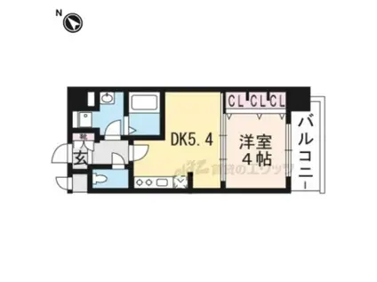 ベラジオ京都一乗寺(1DK/5階)の間取り写真