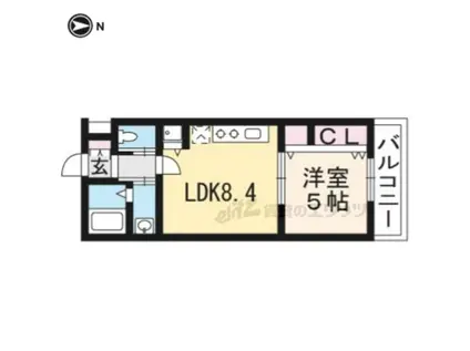 PRIE深草(1LDK/4階)の間取り写真