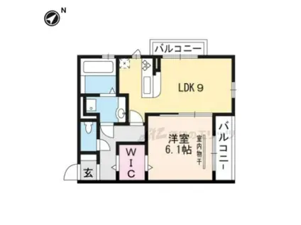 ティーガーデンヴィレッジB棟(1LDK/2階)の間取り写真