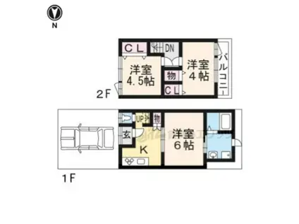 京都市東西線 御陵駅 徒歩6分 2階建 築61年(3DK)の間取り写真