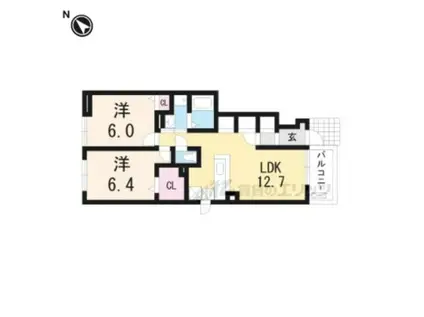 プラシード(2LDK/1階)の間取り写真