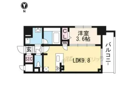 エクラージュ御池(1LDK/4階)の間取り写真