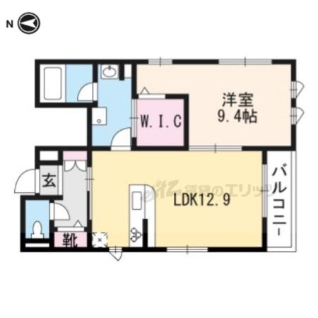 グリシーヌ丸太町(1LDK/2階)の間取り写真